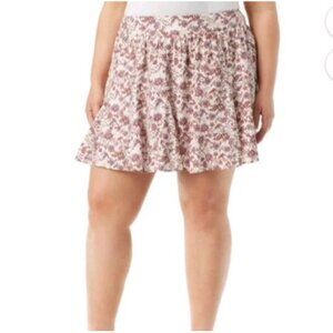 Jessica Simpson Size 2X Pleated Skort Skirt Shorts Pink Floral Elastic Waist